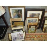 A LARGE QUANTITY OF ASSORTED PICTURES AND PRINTS TO INCLUDE RELIGIOUS EXAMPLES