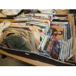 A TRAY OF 7" SINGLE RECORDS, 78'S AND CDS ETC.
