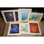 A QUANTITY OF UNFRAMED MOUNTED SIGNED LIMITED EDITION PRINTS BY JOAN FIELDEN TO INCLUDE ABSTRACT