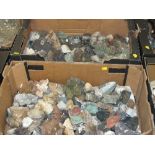 A LARGE COLLECTION OF GEOLOGICAL SPECIMENS TO INCLUDE GEMSTONES, ROCK, FOSSILS AND MINERALS ETC.