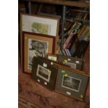 EIGHT ASSORTED FRAMED AND GLAZED PRINTS TO INCLUDE ENGRAVINGS OF BUILDINGS