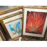 A COLLECTION OF ABSTRACT SIGNED LIMITED EDITION PRINTS AND PAINTINGS BY JOAN FIELDEN