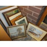 A COLLECTION OF ASSORTED WATERCOLOURS ETC. TO INCLUDE LANDSCAPES