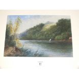 A GILT FRAMED AND GLAZED JOHN THORLEY WATERCOLOUR DEPICTING A RIVER SCENE