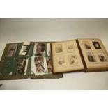 AN ANTIQUE PHOTO ALBUM AND CONTENTS TOGETHER WITH A POSTCARD ALBUM