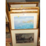 A COLLECTION OF FRAMED AND GLAZED SIGNED JOAN FIELDEN PRINTS TOGETHER WITH A RUSSELL FLINT PRINT