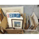 TWO BOXES OF ASSORTED PICTURES, PRINTS AND FRAMES ETC. TO INCLUDE JOAN FIELDEN EXAMPLES