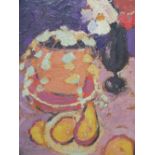 CIRCLE OF ANNE REDPATH (1895-1965). Impressionist still life study of flowers and fruit on a