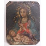 (XVIII-XIX). Continental school, study of The Madonna and Child, unsigned, oil on copper,