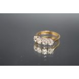 A HALLMARKED 18 CARAT GOLD FOUR STONE DIAMOND RING, each brilliant cut diamond being approx 0.50 all