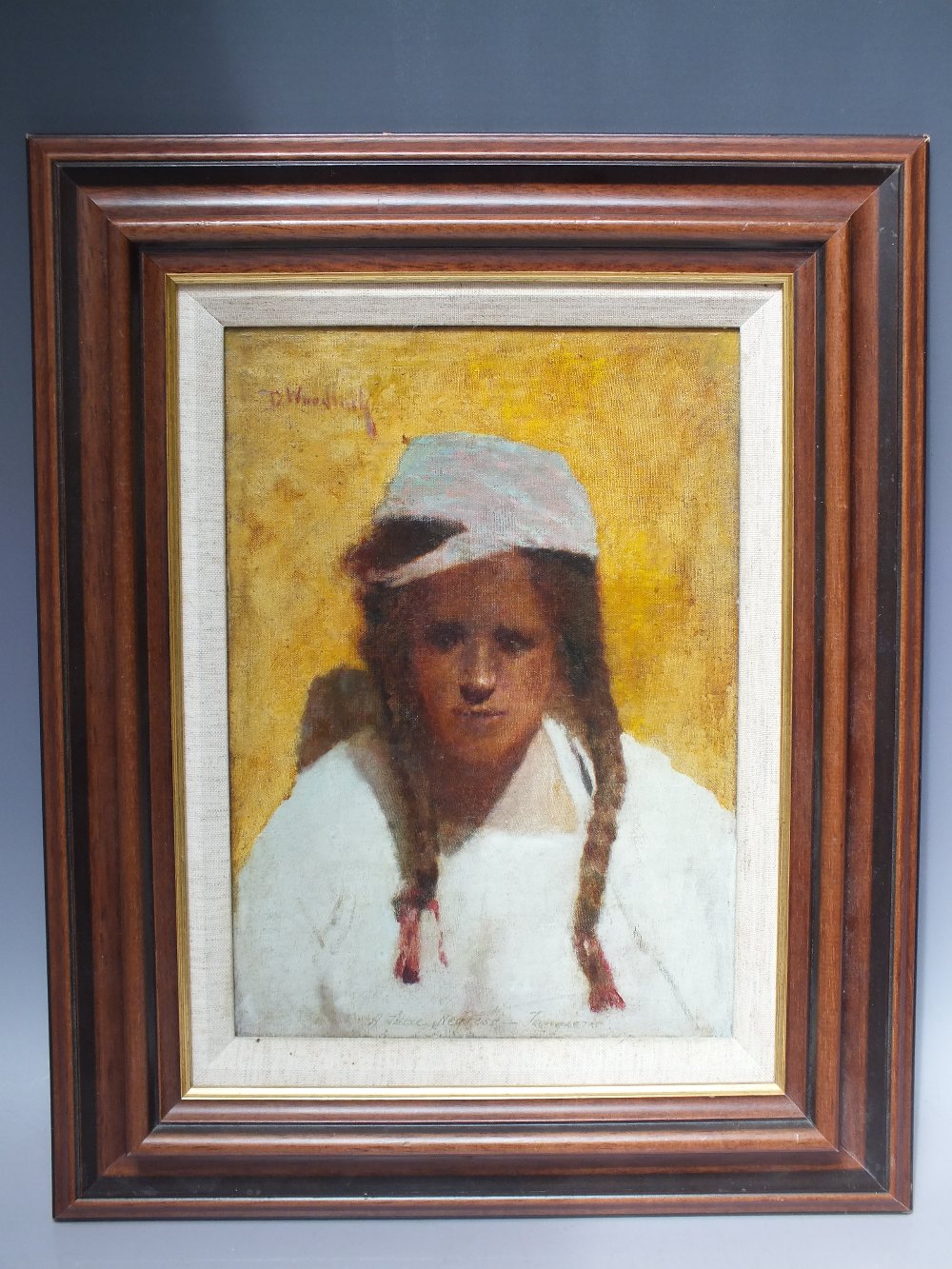 DAVID WOODLOCK (1842-1929). Study of an Eastern peasant woman, indistinctly inscribed verso, - Image 2 of 4