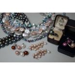 A COLLECTION OF MODERN CULTURED PEARL NECKLACES ETC, varying in style. colour and length, most