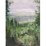 RONALD MOORE (XXI). English school, extensive impressionist landscape, inscribed verso, signed and