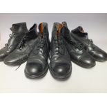 A COLLECTION OF FIVE PAIRS OF MILITARY AND CIVILIAN EARLY TO MID 20TH CENTURY BOOTS, together with