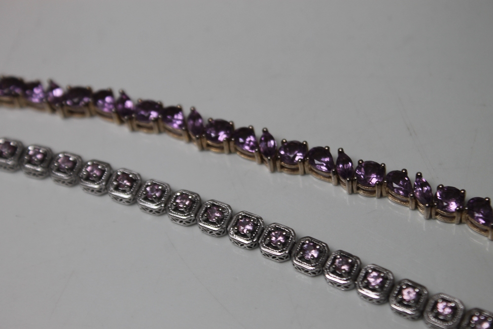 A COLLECTION OF SILVER AND AMETHYST JEWELLERY, comprising an unusual pendant eyeglass stamped 925 - Image 2 of 4