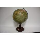 A VINTAGE GLOBE, with inset compass to base, H 55 cm