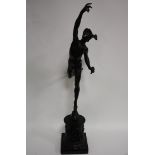 A LARGE GRAND TOUR BRONZE TYPE FIGURE OF MERCURY, after Gianbologue, H 85 cm