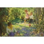JAMES EDWARD DUGGINS (1881-1968). Modern British school, children on a swing in a woodland
