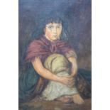 (XIX-XX). Study of a seated peasant girl, unsigned, oil on canvas, unframed, 50 x 40 cm