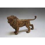 A VIENNESE TYPE COLD PAINTED BRONZE OF A LION, W 15 cm