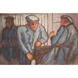 CORNISH (XX) Impressionist interior scene with seated men wearing flat caps, signed lower left,