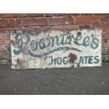 A VINTAGE ROWNTREE'S CHOCOLATES ENAMEL ADVERTISING SIGN, single sided, unusual colourway,