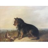 EDWARD ARMFIELD (1817-1896). Study of a terrier and dead rabbit in a landscape, signed verso, oil on