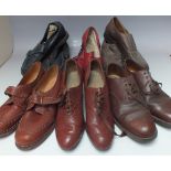 SIX PAIRS OF EARLY 20TH CENTURY LADIES SHOES, to include 1930s examples and a pair of 1940s tan