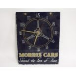 A VINTAGE SMITHS 'MORRIS CARS STAND THE TEST OF TIME' SHOWROOM / ADVERTISING CLOCK, approximately 36