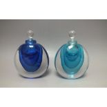 DAVID WALLACE - TWO CONTEMPORARY STUDIO SOMMERSO GLASS SCENT BOTTLES, both with engraved signatures,