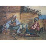 CIRCLE OF WILLIAM MULLER. A Turkish scene with two figures, signed with initials and dated 1843