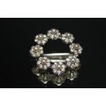 A DIAMOND AND PEARL BROOCH, with an estimated 3.9 carats of diamonds set in white metal, probably