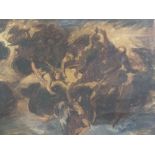 (XVIII - XIX). A stormy scene with fallen angel, putti and cherubs, unsigned, oil on canvas,