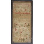 A CIRCA 19TH CENTURY FRAMED SAMPLER, H 47 cm