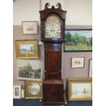 AN ANTIQUE OAK AND MAHOGANY EIGHT DAY LONGCASE CLOCK - JACOB MOSELEY, twin weight & pendulum, H