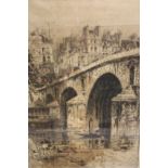 HEDLEY FITTON (1857-1929). 'Pont Marie, Paris', signed in pencil lower middle to right, etching on