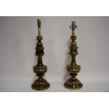 A PAIR OF BRASS TABLE LAMPS, tallest H 60 cm