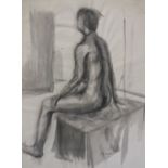 CIRCLE OF HENRY MOORE (1898-1986). Study of a seated female nude, bears signature and date 1979