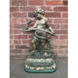 A LATE 19TH / EARLY 20TH CENTURY CAST STICK STAND 'HERCULES AND THE SNAKE', in the style of