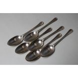 AS SET OF EARLY HALLMARKED BRITANNIA SILVER RAT TAIL TEASPOONS, hallmarks indistinct but probably