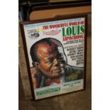 A FRAMED AND GLAZED LOUIS ARMSTRONG ADVERTISING POSTER FOR THE GRAND THEATRE WOLVERHAMPTON