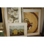 A COLLECTION OF MODERN PRINTS COMPRISING A CLAUDE MONET CANVAS PRINT, A JOHN LEWIS ADELENE FLETCHER