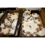 TWO TRAYS OF ROYAL ALBERT OLD COUNTRY ROSES CHINA