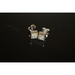 A PAIR OF 9K DIAMOND EARRINGS, W 6 mm