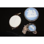 TWO WEDGWOOD PENDANTS AND A BROOCH
