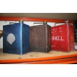 THREE VINTAGE SHELL PETROL CANS