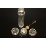 A SELECTION OF SILVER TOPPED SALTS ETC