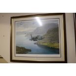 A SIGNED LIMITED EDITION GERALD COULSON PRINT ENTITLED 'THUNDER IN THE HILLS' 169/850