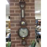 AN ANTIQUE MAHOGANY BAROMETER A/F