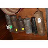 SIX ASSORTED LEAD LONG CASED CLOCK WEIGHTS